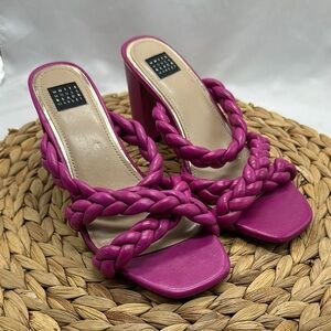 White House Black Market Magenta Braided Comfortable Block Heels